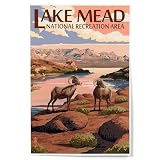Lantern Press Lake Mead, National Recreation Area, Bighorn Sheep, 12x18 Inch Art Print, Home Decor⁠