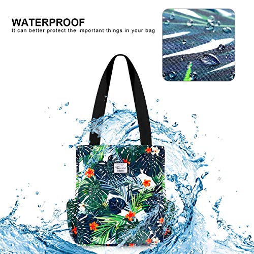 Image of KAMO Floral Tote Bag - Waterproof Lightweight Handbags Travel Shoulder Bag for Hiking Yoga Gym Swimming Travel Beach