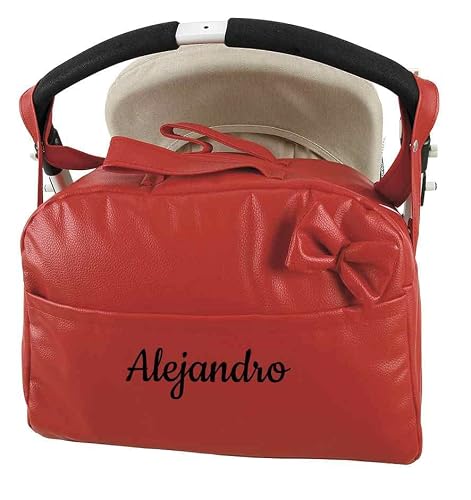 Danielstore Bolso Carro Bebe Personalizado Acolchado con Nombre Bordado. Color Rojo
