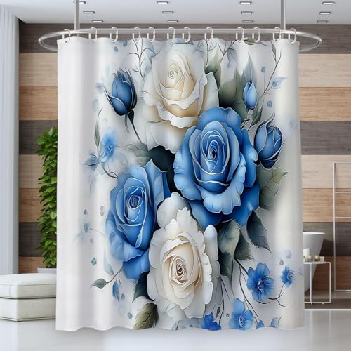 Rideau de douche polyester imprimé imperméable lavable avec 12 crochets