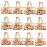 Cabilock 12 piezas mini cestas de madera tejidas a mano con asas, pequeñas cestas trenzadas para regalos de boda, fiestas, versátiles, para dulces, flores, cesta de frutas, retro l