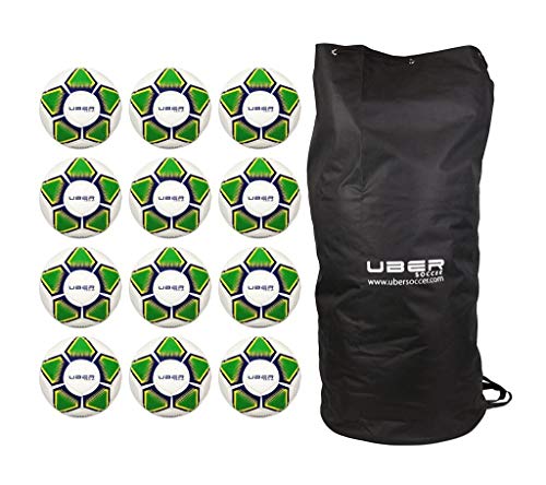 Uber Soccer Bundle - 13 Items: (12) Futsal Balls and (1) Nylon Ball Bag - Brazillian Glossy - Size 4