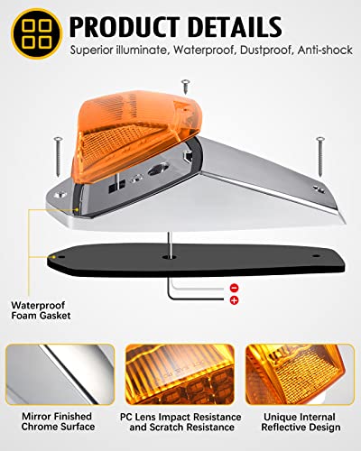 image for Partsam 31LED Amber Cab Marker Light Waterproof Top Roof Running Cab L