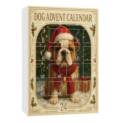 Adventskalender 2025 mit 24 Hunde-Figuren - Weihnachtskalender mit Hundestatuen in Festlicher Kleidung, Tägliche Überraschung vom 1. bis 24. Dezember für Familien (24-tlg Set)