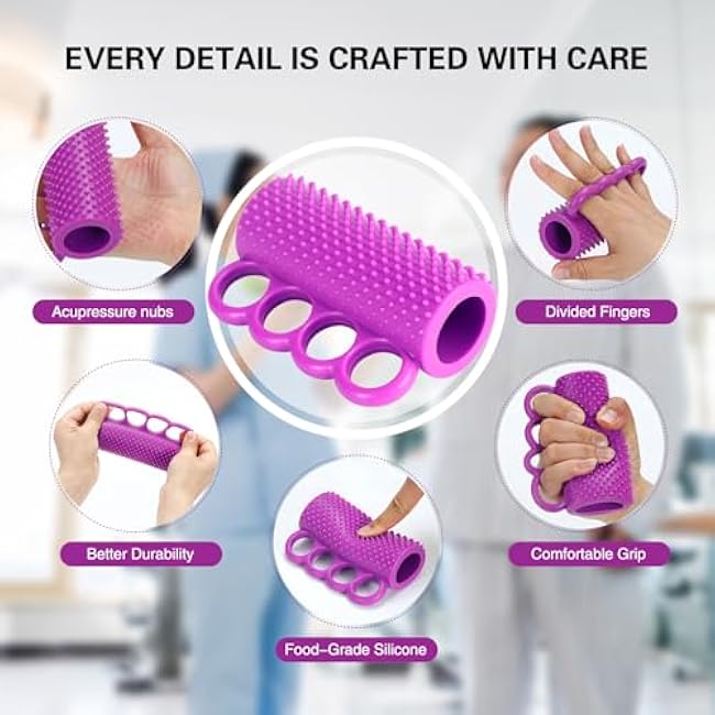 Hand Exercise Balls for Arthritis - Therapy Ball with Finger Separate & Massage Spike - Improve Flexibility & Grip Strength, Hand Exercise Balls for Strokes/Arthritis/Surgery/Elderly