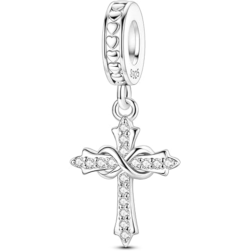 Cross Charms For Bracelets, Sterling Silver Butterfly Charms For Pandora Bracelets, Dangle Pendants & Bead Charm For DIY Jewelry