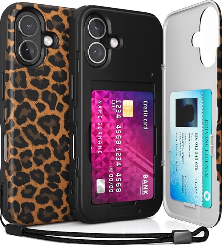 Coque iPhone 16 antichoc léopard pour ranger ses cartes bancaires sans sac à main