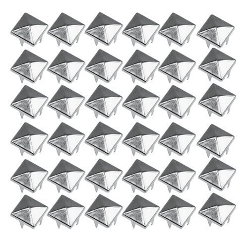 Accessotech 50 DIY Pyramiden Nieten Stacheln Reißzwecken Nailhead Punkten quadratisch für Hunde Punk Goth Schraubverschlüssen