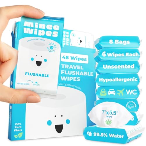 Impossibly Compact Travel Flushable Wipes - 99.5% Water and Aloe