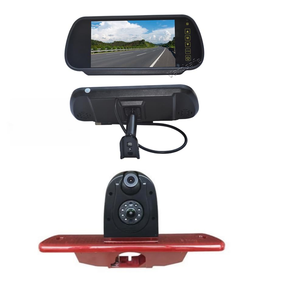 Cámara de marcha atrás de doble lente y monitor de pantalla de visión trasera de 7 pulgadas compatible con Citroen Jumpy/Peugeot Expert/Fiat Scudo/Toyota ProAce