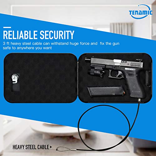 Tenamic Pistol Safe, Portable Travel Gun Safe, Solid Steel Handgun Lock Box For Home, Gun Safes For Car, Black #TOP2