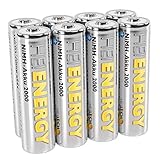 HEITECH AA Akku Mignon 2000 mAh 1,2V NiMH 8 Stück - Wiederaufladbare Batterien mit geringer Selbstentladung - Akkus für Geräte mit hohem Stromverbrauch