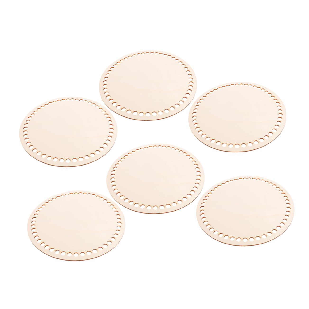KONTONTY Compact Wooden Basket Bottoms Crochet Craft Base Holes for Weaving Knitting Home Office Travel Use
