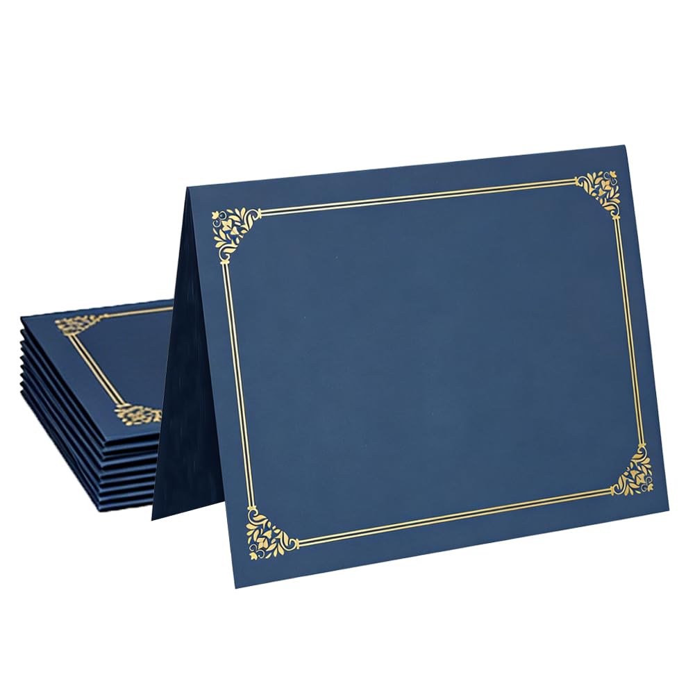 5 Pcs Couverture de Certificats Couverture de Protection Certificats Diplôme Porte-Certificats Etuis Housse en Carton Protège-Documents A4 Couvertures de Graduation Bleu