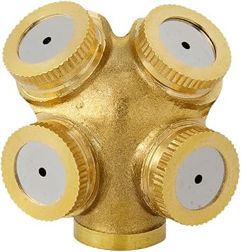 Feelers Brass Misting Spray Nozzle, 1/2" BSPF 4-Holes Small Atomizing Spray Garden Sprinklers Agricultural Irrigation System Adapter Fitting Pack of 1