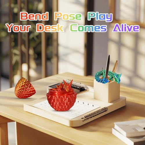 3D Printed Dragon with Egg, 4 PCS 8.6 inch Printed Fantasy Animals, Fidget Toy for Boys Girls Adult, Office Desktop Decoration Easter Basket Stuffers Graduation Gift for Teens - Image 3