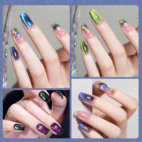 Image of Bolt bee Glitter Cat Eye Nail Gel Polish 9ml Gel Paint Soak Off UV Led | 9D Art Polish Galaxy Magnetic for Nail Designs | LED Soak Off Nail Lacquer Gel Strong Nail Art Magnet For Home Salon-(Purple)