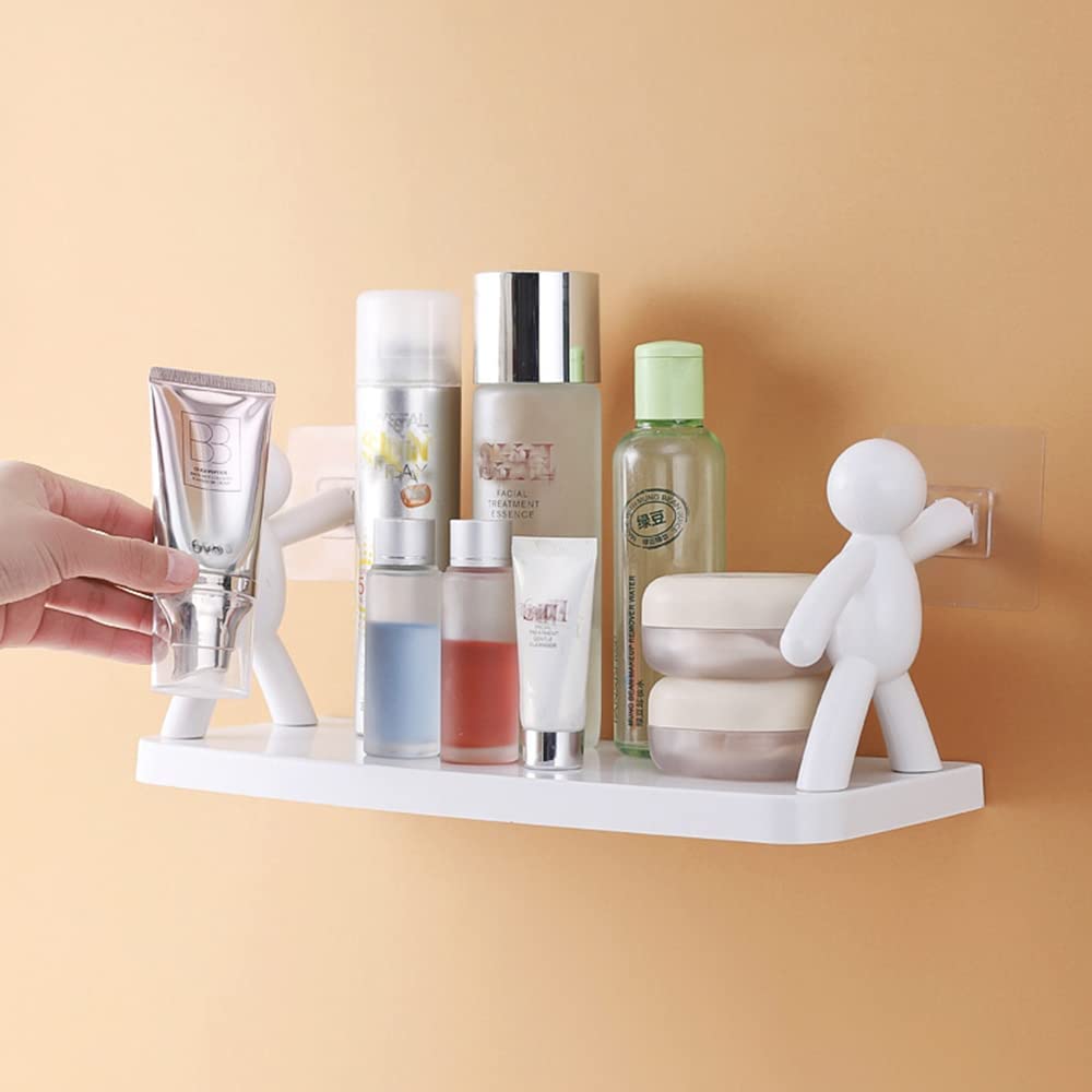 Tanna Enterprise Plastic Wall Hanging Bathroom Storage Human Hook Rack Floating Wall Ledge Shelf Simple Wall Mounted Bookshelf Home Office Shelves (Pack of 1) (Multicolour)
