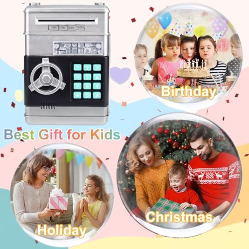 HUSAN Piggy Banks Money Banks for Kids, Electronic Password Code Money Banks ATM Banks Box Coin Bank for Children Boys and Girls (Silver Metal) by HUSAN - Image 6