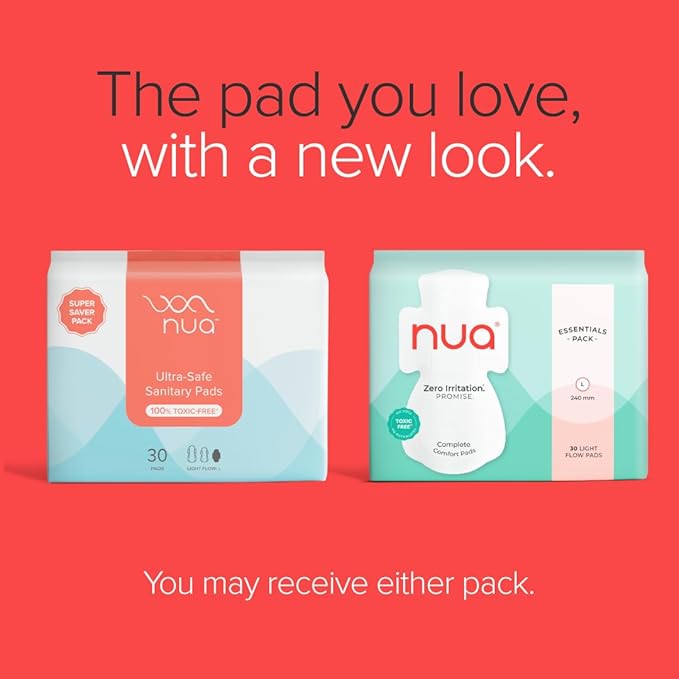 Nua Complete Comfort Sanitary Pads for Women L | Pack of 30 | Light Flow Pads | Super Saver | Zero Irritation Promise | Comfortable All-Day Protection | Ultra-Thin | Super Absorbent | No rashes | 50%