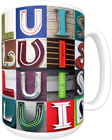 LUIS Coffee Mug/Cup - using photos of sign letters - personalized