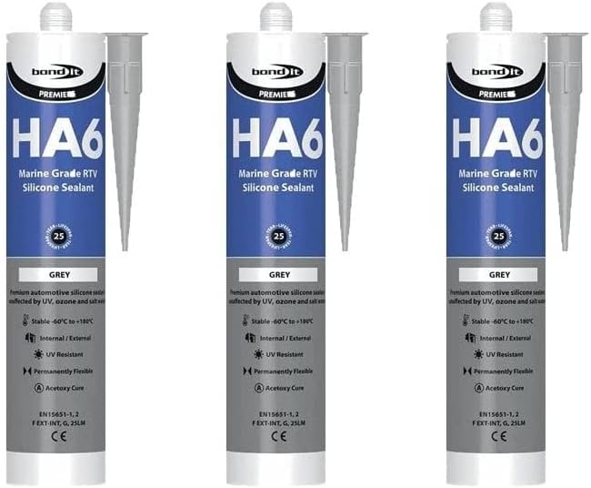 3X Bond It Grey HA6 RTV Silicone Sealant Marine Aquarium Safe Water Fish Tank