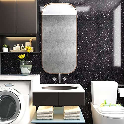 VEELIKE Black Marble Granite Wallpaper 60cm×900cm Peel and Stick Contact Paper for Kitchen Countertops Washable Worktop Vinyl Covering Bathroom Sticky Back Plastic Furniture Lining Paper Livingroom - Image 3