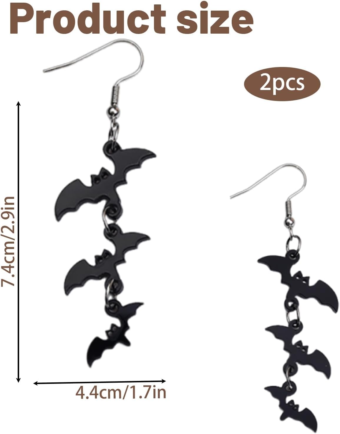 1 Pair Halloween Earrings, Bat Dangle Earrings for Women, Spooky Halloween Party Jewelry, Gothic Fashion Accessories, Halloween Decor,Earrings - Image 2