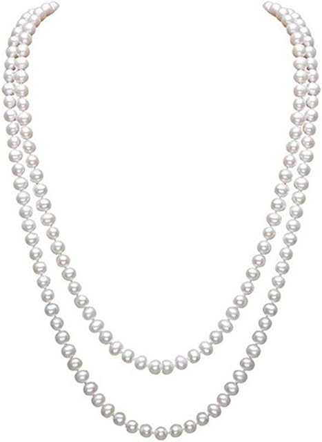 InnoBase 1920s Long Faux Pearl Necklace 1920's Accessories Great Gatsby Charleston Flapper Costume White Drop Pearls Beads Necklaces accessories for Women