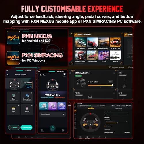 PXN Direct Drive Racing Wheel, V10 Ultra Gaming Steering Wheel - 3.2Nm Force Feedback Steering Wheel for PC/Xbox/ PS4, 270mm Leather Wheel with 4 Paddle Shifters, Adjustable Pedals
