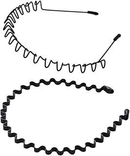 أربطة شعر معدنية مموجة للجنسين، أربطة رأس متعددة الاستخدامات مموجة بنمط ربيعي بلون أسود، أربطة رأس عصرية ومشط، أكسسوارات أربطة رأس للرجال والنساء