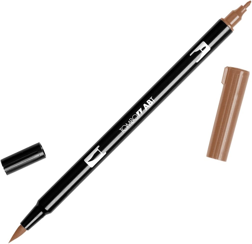Tombow 56615 Dual Brush Pen Art Markers, Saddle Brown 977, 6-Pack