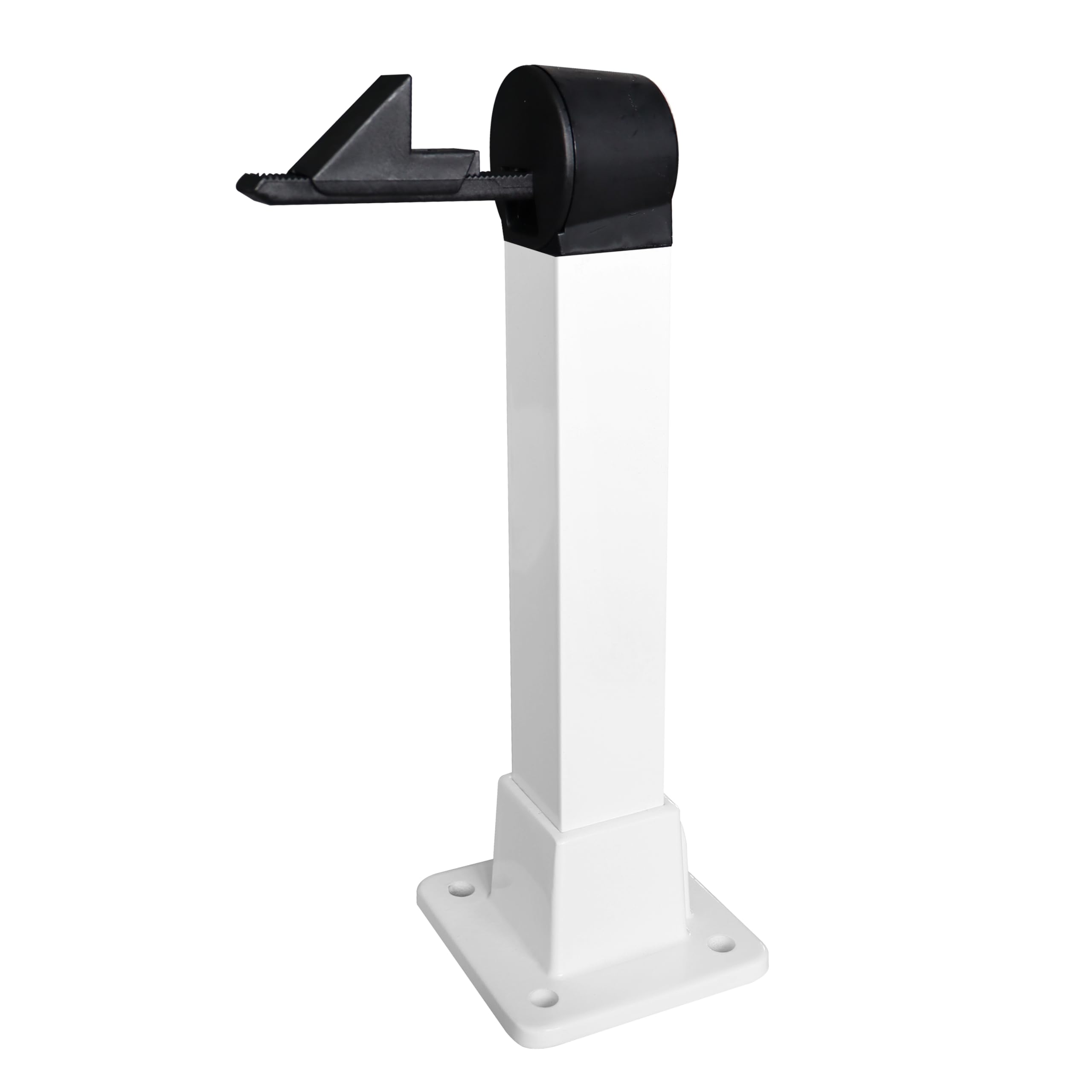 Tope de puerta batiente compuesto blanco y negro tubo y fijación de aluminio – Kit Arrématic + tubo + base de fijación – Sistema de cierre automático ultra resistente – Fabricación francesa
