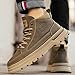 Men's fashionable short boots - thick-soled, high-top, lace-up work shoes - with added insulation for warmth, comfortable and soft. Suitable for daily wear and outdoor activities. (KHAKI-PLUSH,9.5)