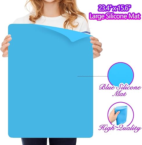 Miniatura 2 de LEOBRO Tapete de silicona azul de 23.4 x 15.6 pulgadas para manualidades, moldes de resina, tapete de masa de juego, para resina, arcilla, pintura,