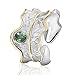 ✦Geschenke für Frauen✦Springlight S925 Sterling Silber Breit Ring Damen Blätter Ring Grüner Stein/Bernstein Groß Naturstein Ring Schmuck Muttertagsgeschenk Personalisierte Geschenke.(Green)