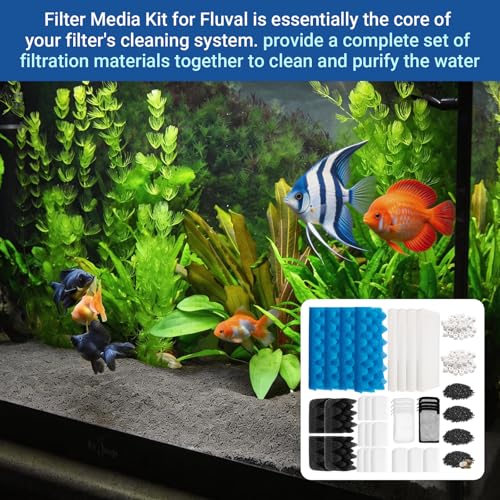 Image of 38 Pack Filter Media Kit Compatible with Fluval 306 307 Canister Filters | Aquarium 306 /307 Maintenance Bundle including Bio Foam, Activated Carbon & Ceramic Ring, Easy Installation