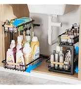 ZMJESSNIA Under Sink Organizer 2-Pack - Slide Out Metal Drawers For Kitchen & Bathroom Cabinets