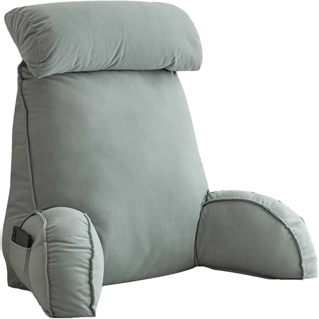 Reading Pillow For Bed Sofa Adult Extra Large,Reading Cushion With Arms Neck Support Detachable Backrest Pillow Washable,for Reading Relaxing Watching TV Games ( Color : Light gray , Size : 75x40x58cm