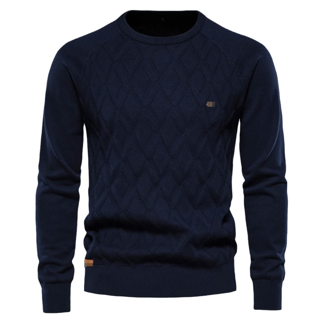 Uomini di base Maglioni Tinta unita O-Collo Maglia Maschio Pullover Inverno Maglioni Caldi per gli Uomini, blu navy, M