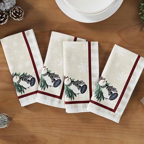 Avanti Linens - Cloth Napkins, Winter Inspired Tabletop Accessories, Holiday Decorations, Set of 4 (Country Snowman Collection)