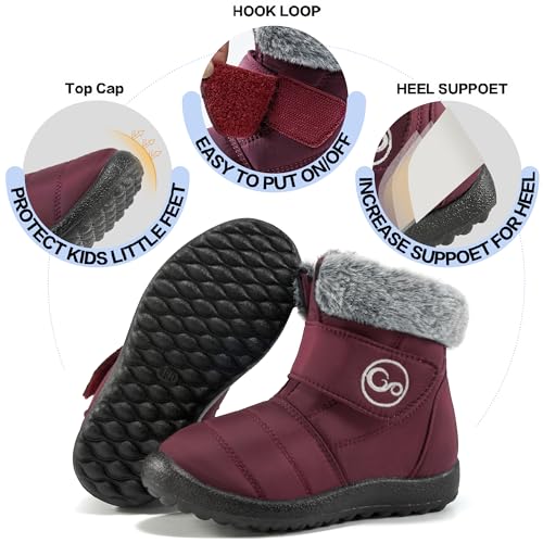 FUDYNMALC Girls Boys Winter Snow Boots - Comfortable Warm Toddler Winter Shoes Waterproof Lightweight Kids Ankle Booties Outdoor Walking4