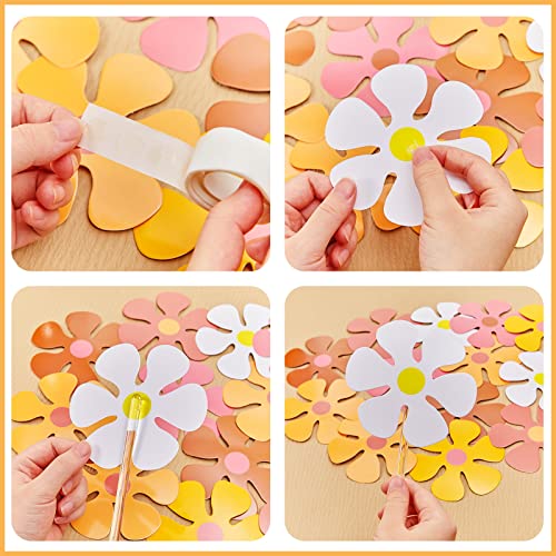 Image of Henoyso 60 Pcs Groovy Party Decorations Retro Flower Daisy Decor,Assorted Sizes