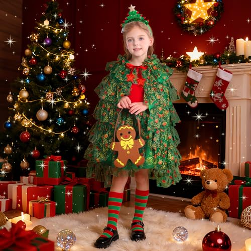 Disfraz de árbol de Navidad para niñas 3–8 años multicolor miniatura 3