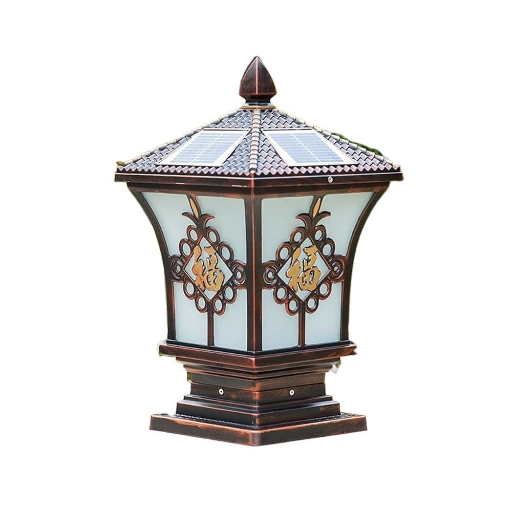 Luminaire décoratif vintage de jardin : lampadaire solaire d'extérieur en aluminium de villa