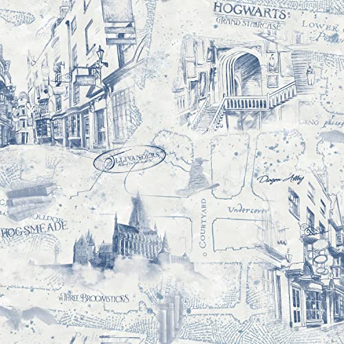 RoomMates RMK12355PL Harry Potter Map Blue Peel and Stick Wallpaper