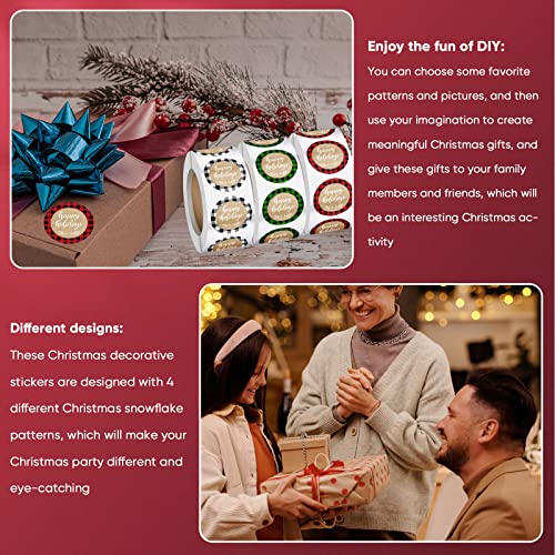 1500 Pieces Merry Christmas Stickers For Envelopes Happy Holiday Stickers For Bags Buffalo Plaid Holiday Package Stickers Xmas Round Labels For Decoration Sealing Party Favors Supplies, 1 Inches #TOP5