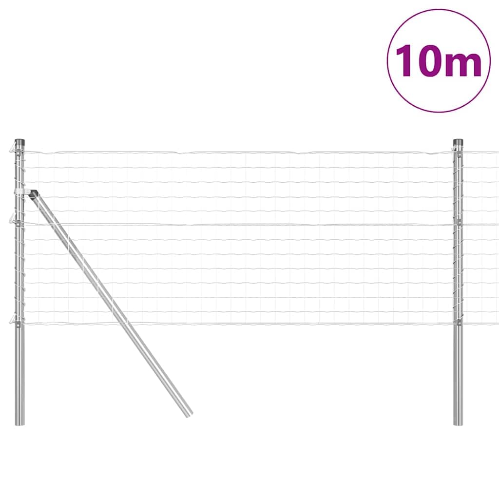 Ogrodzenie euro, montowane do podłoża, 10 x 0,8 m, stal ocynkowana, srebrna, z wytrzymałym wzornictwem, odporny na warunki atmosferyczne, łatwy montaż, idealne do ogrodu, na taras, działkę