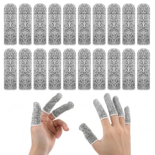 20 Stück Fingerlinge, Wiederverwendbare Fingerkuppenschutz Schnittfeste Fingerschutz Bei Verletzung Rutschfeste Atmungsaktive Fingerschützer für Arbeit, Küche, Garten, Skulptur (Grau)