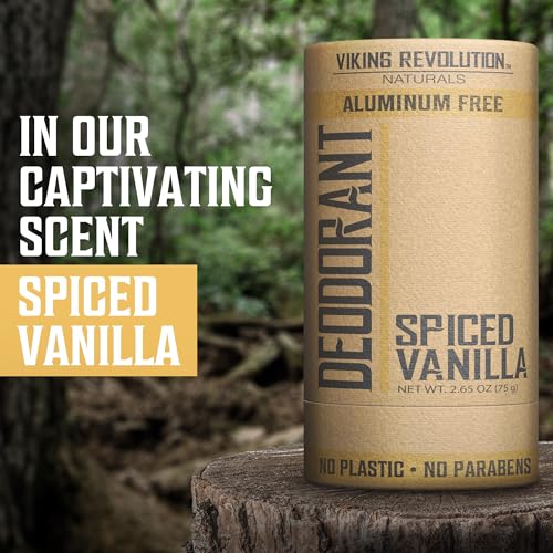 Image of Viking Revolution Spiced Vanilla Deodorant for Men - Deodorant Men Aluminum Free with Shea Butter and Tapioca Starch Mens Deodorant Stain- Free and Baking Soda-Free Natural Deodorant for Men (2.65oz)